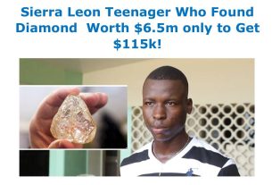 Komba Johnbull, Sierra Leon Teenager Who Found A Diamond Worth $6.5m only to Get $115k!